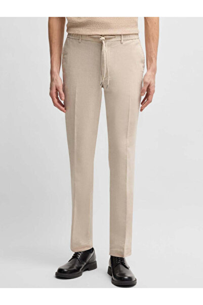 BOSS Erkek Regular Fit Normal Bel Düz Paça Denim Bej Pantolon 50540480-275