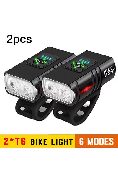 Choice BK02-2PCS BK02 Bike Light USB Rechargeable T6 LED Bicycle Lights 6 Modes MTB Flashlight Bicycle Head