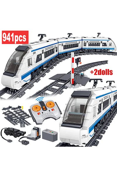 Choice Without Packaging 941pcs City Electric Harmony Rail Remote Control Building Blocks High-speed Rail T