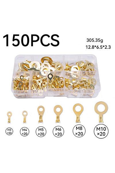 Choice 150pcs 150pcs/set Round Terminal Block DJ431 O-type Lugs Terminals Cold-Pressed Connector Copper Tab