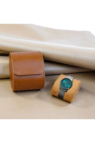 Choice Brown 1 slot Watch Roll Travel Case - 3 Watch Storage and Organizer-Secure Storage with Innovative R