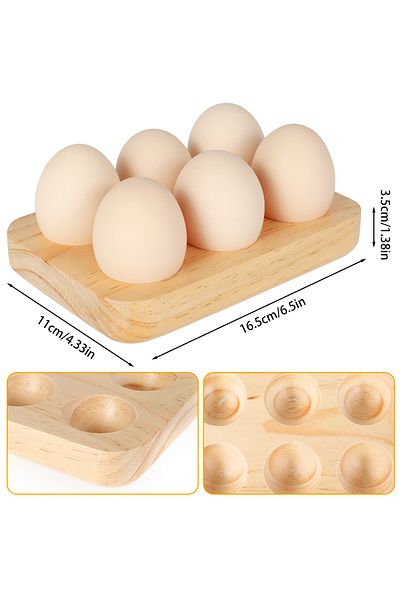 Choice 6 Holes Wooden Egg Tray 6/24 Holes Egg Storage Holder Home Kitchen Cooking Organizer Rack for Tablet