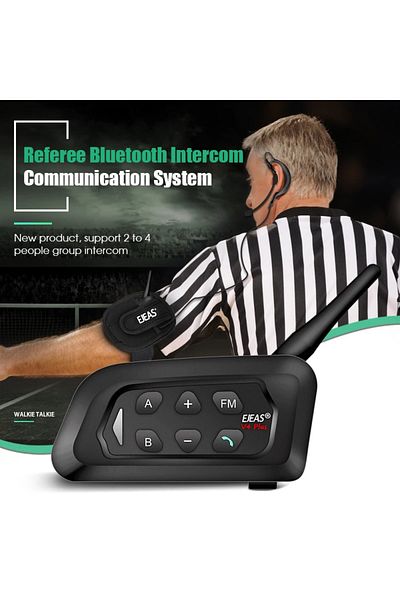 EJEAS V4C Plus Football Referee Bluetooth Intercom Earphones 1500M 4 User Full Duplex Football Co...