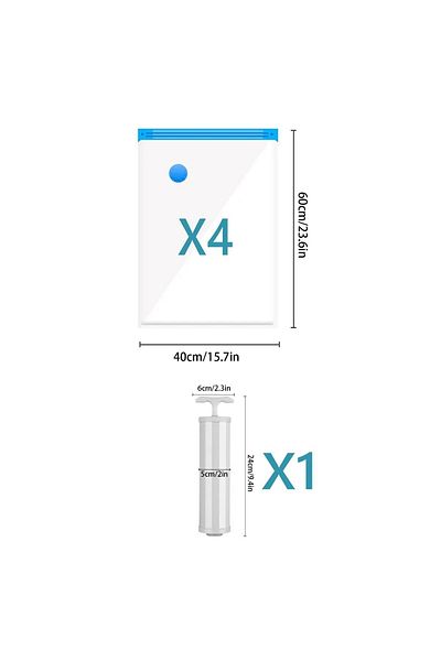 Choice 4 Pack (40X60CM) Vacuum Storage Space Saver Bags With Hand Pump Compressed For Clothing,comfort Item