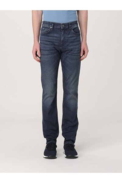 BOSS Erkek Regular Fit Normal Bel Düz Paça Pamuklu Denim Lacivert Jeans 50538...