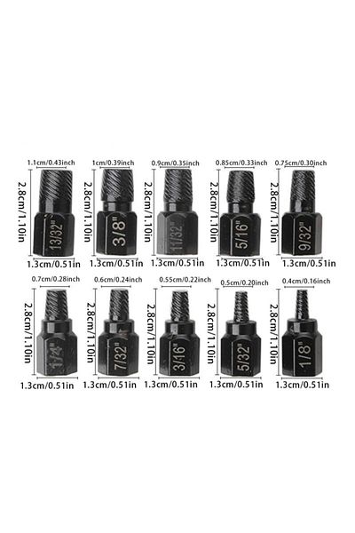 Choice Black 10pcs Screw Extractor Kit Alloy Steel Damaged Remover Set Metal Easy Out Drill Bits Bolt Stud