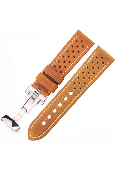 DUTRIEUX سوار ساعة جلد طبيعي فاخر قابل للتهوية، مقاس 22 مم، بني، 20 مم، 22 مم...