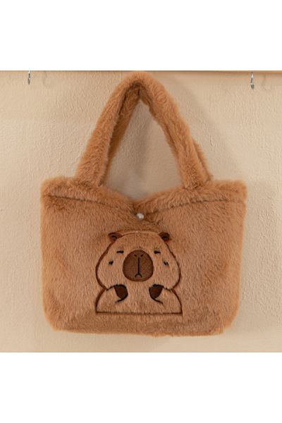 Choice black Student School Bag Capibala Plush Capybara Bag Casual All-match Fur Bag Large Capacity Backpac