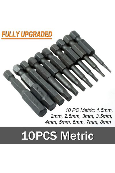 Choice GZ046-Metric Hex Head Allen Wrench Power Drill Bit Set 1/4in Screwdriver S2 Steel Screw Driver Exten
