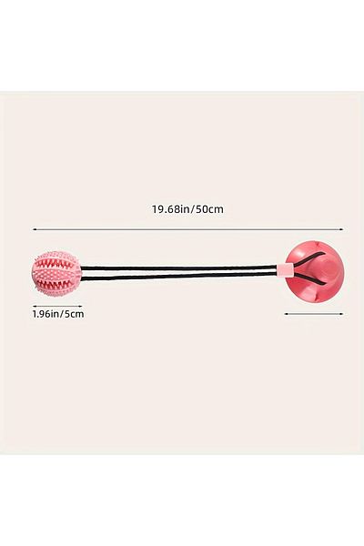 Choice Pink Interactive Dog Suction Cup Toy with Sound and Food Leakage - Durable Rubber Training Ball for