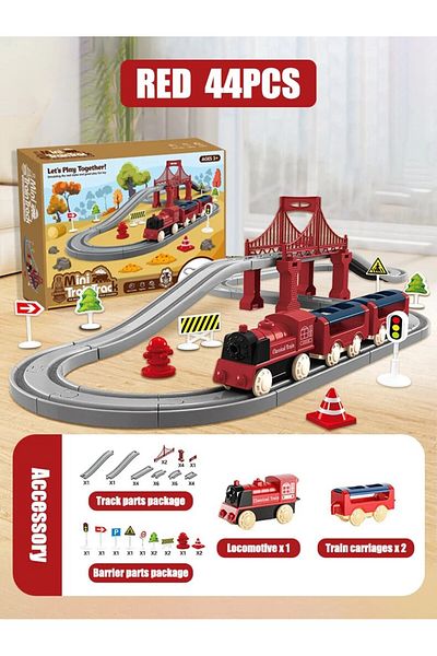 Choice 44Pcs-RED Electric Assembling Rail Train Boy Educational Simulation Model Set Christmas Birthday Gif