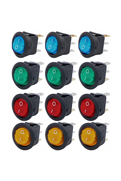 Choice 12pcs 4colors 4/5/12pcs 3pin Round Switch LED Waterproof With Color Switch Rocker Switch Can Be Used