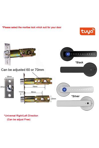 XSDTS Black single tongne-60-70 XSDTS Smart Door Lock Handle With Fingerprint Key card Digital Door Lock K
