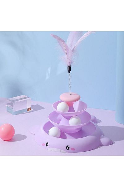 Choice Purple Plus Feather Hot Cat Toys Self-amusement Cat Turntable Toy Ball Fun Cat Stick Cat Fun Automat