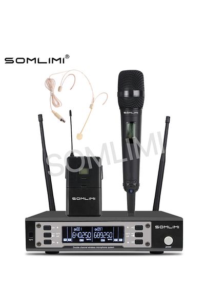 Choice Black Headset-US SOMLIMI EW135G4 UHF Dual Channels Profession Wireless Microphone System Stage Perfo