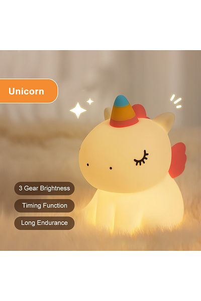 Choice New Unicorn unicorn Cute Silicone LED Night Light For Kids children USB Rechargeable Cartoon Animal