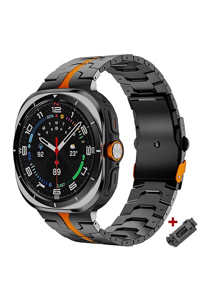 Choice Galaxy Ultra 47mm Black orange Stainless Steel Strap For Samsung Galaxy Watch Ultra 47mm Band For Sa