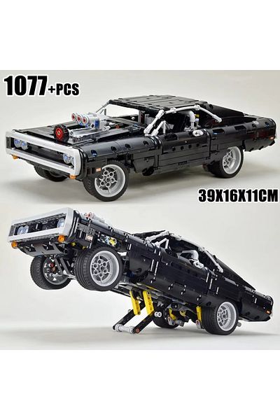 DZQ nobox 1077pcs New technology Dodge Charger racing building blocks Moc model Assembly bricks Fast and