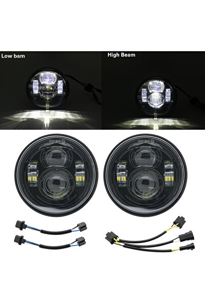 Choice مصباح أمامي LED H4 أسود بدون إضاءة نهارية مقاس 4.65 بوصة لدراجة Harley...
