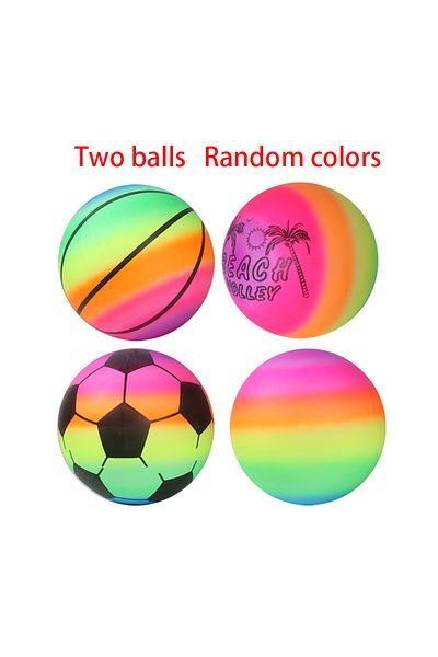 Choice 2pcs Random style Rainbow Ball Indoor and outdoor racket ball Inflatable leather ball Flower colored
