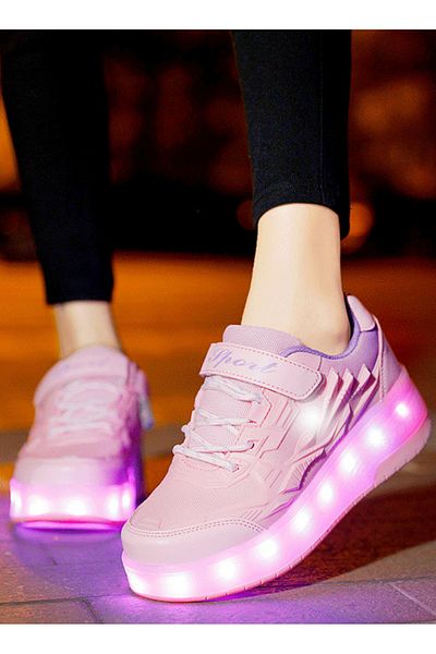 ETG Roller Shoes USB Charge Girls Boys Sneakers with Wheels LED Roller Skates Shoes