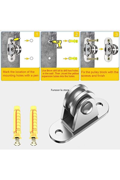 Choice 2 قطعة 2/4 قطعة مجموعة بكرة ثابتة شديدة التحمل قابلة للفصل، بكرة مثبتة على الحائط، تحميل 176 رطل f