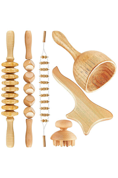 Hope Set Massager 6 In 1 Wood Therapy Massage Tool Lymphatic Drainage Massager Anti Cellulite Fascia