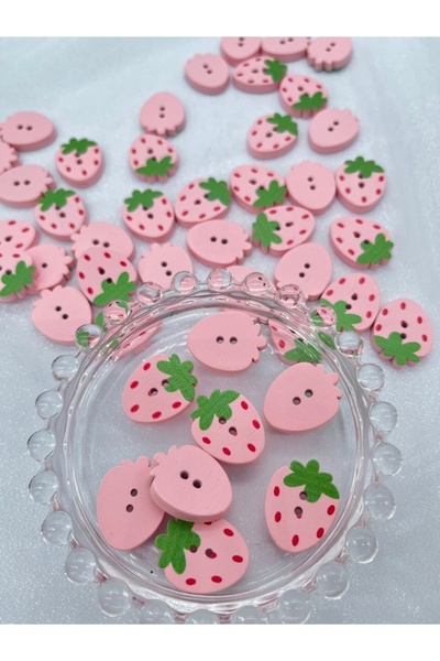 Choice3 50PCS Pink 10/50PCS Sewing Strawberry wooden button Supplies Sew On p...