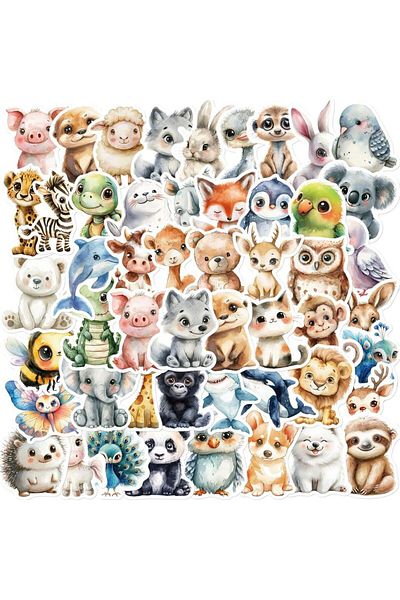 Choice 50PCS 50PCS Cute Watercolor Animals Graffiti Stickers Cartoon DIY Skateboard Phone Case Laptop Water