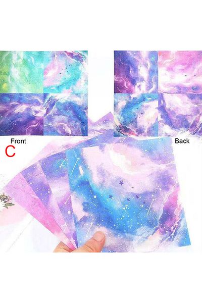 Choice C 60/65Pcs Space Star Flower Origami Paper Double Sided Folding DIY Papers Craft Handicraft Diy Mat.
