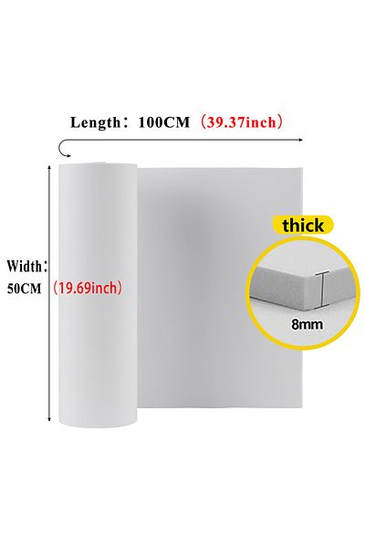 Choice White 8MM 1 Piece Thickness 2 mm to 8mm Eva Foam Board Sponge Roll, High Density Waterproof and Easy