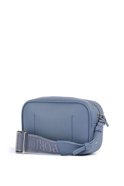 Emporio Armani Women's Leather Single Zipper Closure Strap Brand Text Patterned Blue-Grey Shoulder Bag Ew 000537   Af12036-M8128