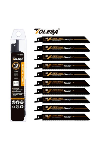 Choice 0.9mm Metal Cutting Bi-Metal 18TPI 150mm TOLESA 10PCS Bi-Metal Sawzall Blades Metal Cutting 150mm/22