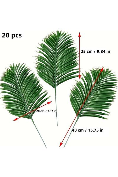 Choice green 20pcs Premium Oxidation Resistance Artificial Flower, Artificial Tropical Palm Leaves With Ste