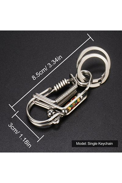 Choice 8.5cm Red Stainless Steel Keychain, Handmade Matte Round Bead Colorful Engraved Charm Mechanical Key