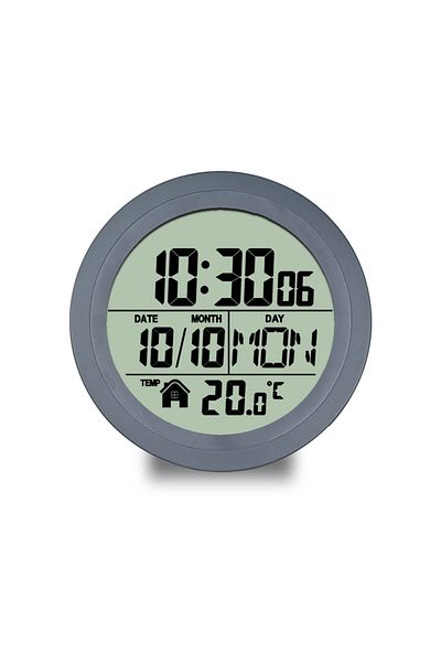 Choice Dark gray No Punching Suction Cup Clock Home Clock Waterproof Bathroom Washroom Kitchen Clock LCD Di