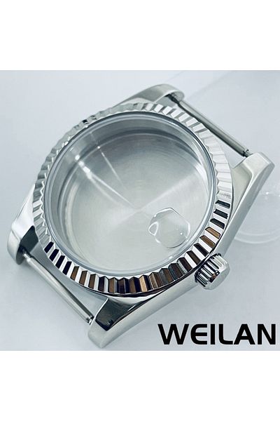 ANGLANG 36mm Nh34 Nh35 Nh36 Solid Back A2 36mm 40mm Silver Watch Case Waterproof Sapphire Crysta Fit Nh34 Nh