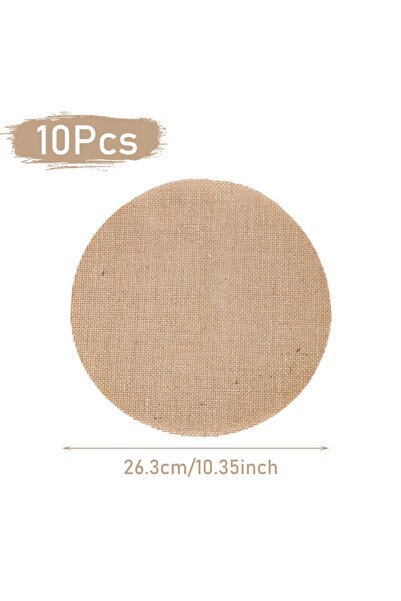 Choice كما في الصورة، 10 قطع من مفارش الطاولة المستديرة المصنوعة من الكتان والجوت والخيش، مفارش طاولة للعشاء وفنجان الشاي