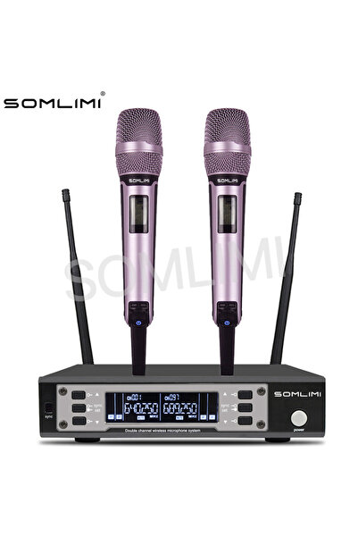 Choice نظام ميكروفون لاسلكي احترافي ثنائي القنوات UHF من SOMLIMI EW135G4 بمقب...