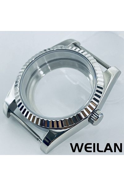 ANGLANG 36mm Nh34 Nh35 Nh36 Glass Back B2 36mm 40mm Silver Watch Case Waterproof Sapphire Crysta Fit Nh34 Nh