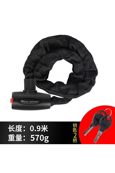 West Biking Black-0.9m WEST BIKING Bicycle Anti Theft Chain Lock Hard Steel Alloy Durable Bold Lock For MTB Bike