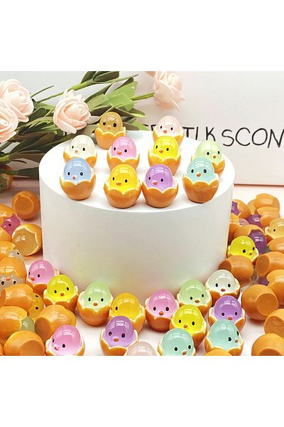 Choice 10pcs Resin Kawaii Luminous Eggshell Chick Colorful Candy 3D Scrapbook DIY Phone Case Cream Gel A...