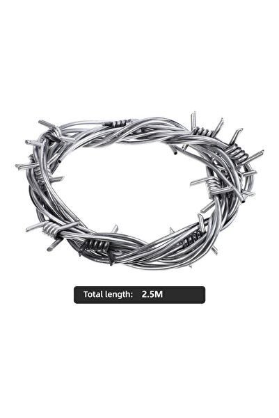 Choice سلك شائك بلاستيكي مزيف صدئ فضي بطول 2.5 متر، زينة الهالوين، أسلاك مسكونة
