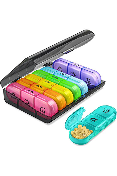 Choice F CB Rainbow 7 Days Pill Box Organizer Plastic Storage Box Container Portable Medicine Pill's Case W