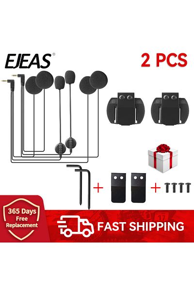 EJEAS 2PCS Set EJEAS V6 Pro V4 Motorcycle Helmet Intercom Microphone Speaker Headset 3.5mm with Helmet Int