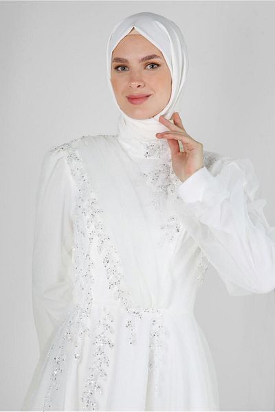Alvina ORGANZE PUL PAYET EMBROIDERED EVENING DRESS 50372