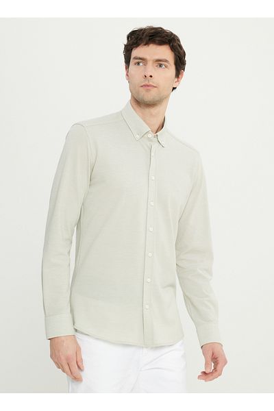 ALTINYILDIZ CLASSICS Altınyıldız Classics Slim Fit Ανδρικό πουκάμισο Χακί με γιακά με κουμπιά ACE 020252157