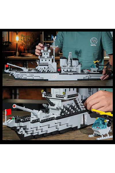 COOYA 970PCS Military Cruiser Vehicles Model Building Blocks With Helicopter, educational toy for kids 3+