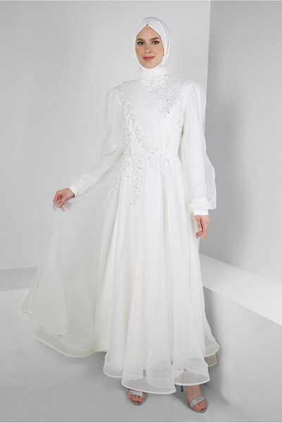 Alvina ORGANZE PUL PAYET EMBROIDERED EVENING DRESS 50372