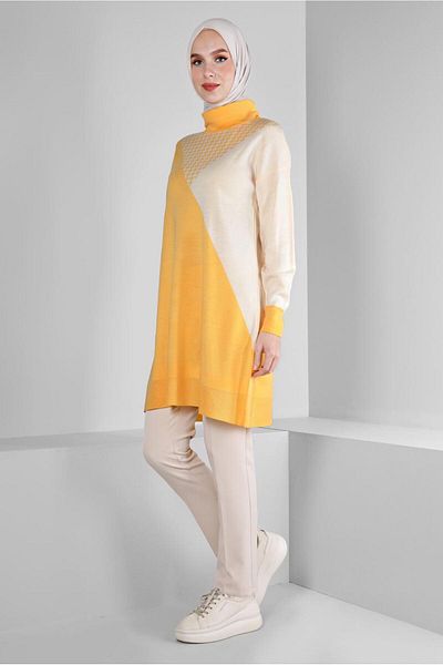 Alvina Knitwear Tunic 43138 - Houndstooth Patterned and Detailed